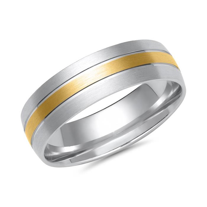 Wedding rings in white and yellow gold with 30 diamonds