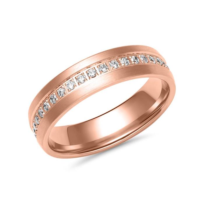 Rose gold wedding rings with 38 diamonds