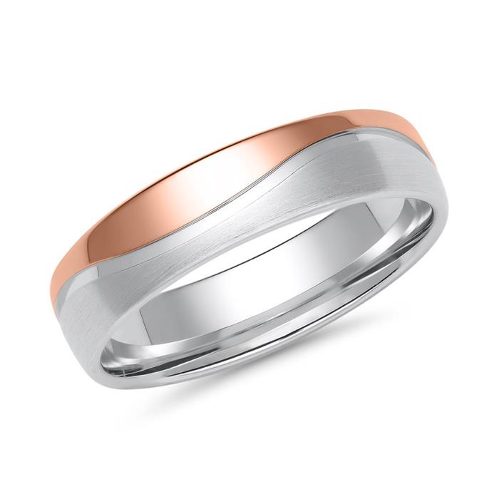 Wedding rings in white and rose gold with 13 brilliants