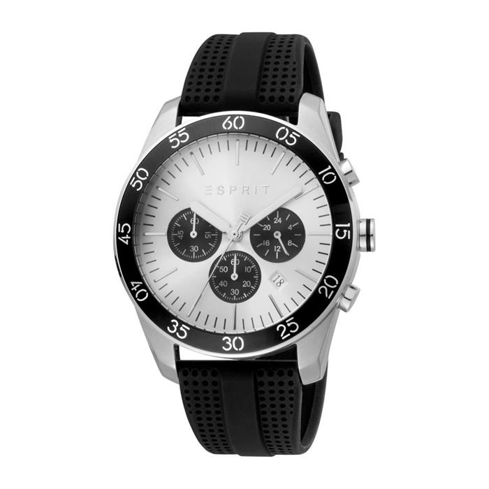 Herren Chronograph mit schwarzem Silikonband