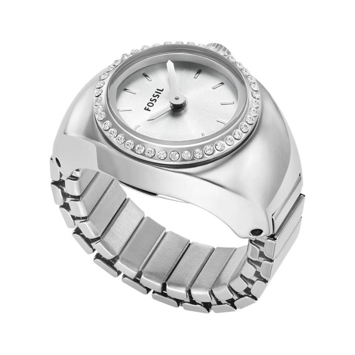 Reloj con anillo para mujer con movimiento de cuarzo, acero inoxidable