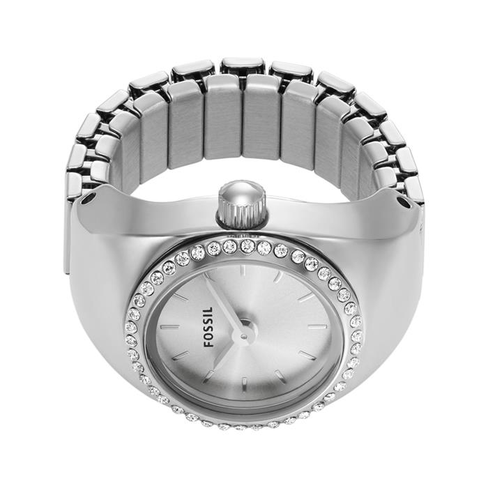 Ring watch for ladies with quartz movement in stainless steel