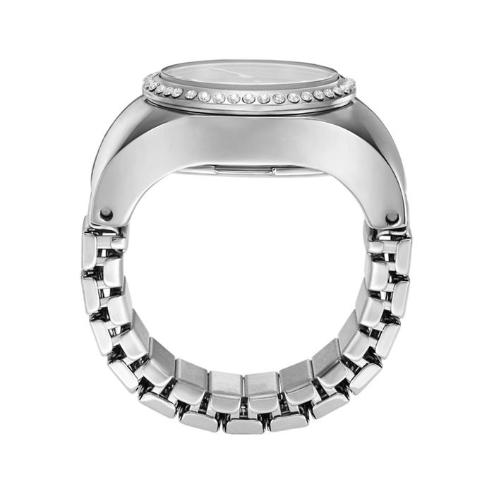 Ring watch for ladies with quartz movement in stainless steel