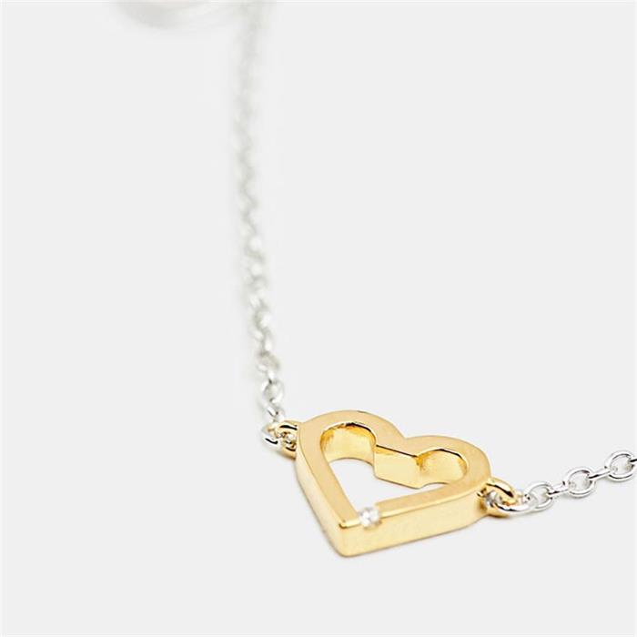 Heart Bracelet For Ladies In Sterling Silver, Partly Gold-Plated