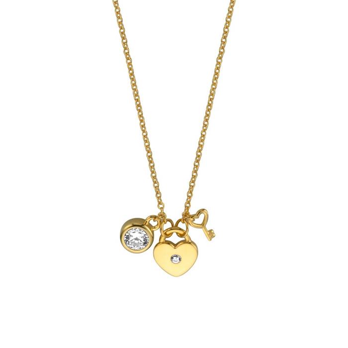 Necklace in gold-plated sterling silver with zirconia