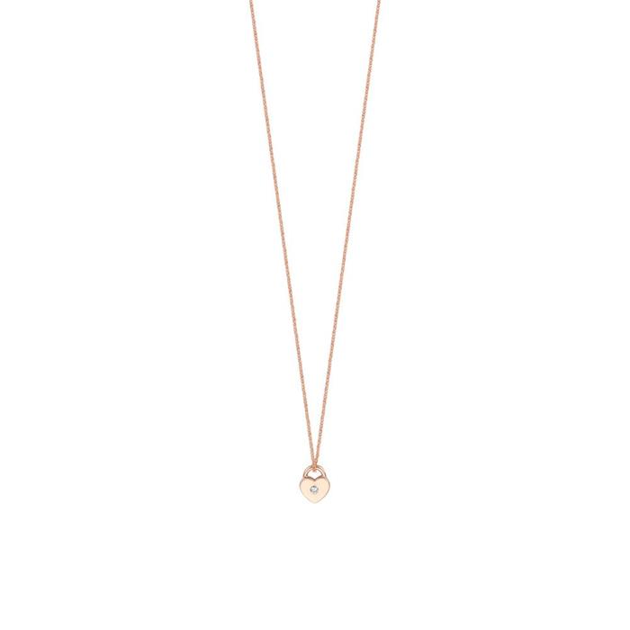 Sterling silver heart necklace, rose gold-plated
