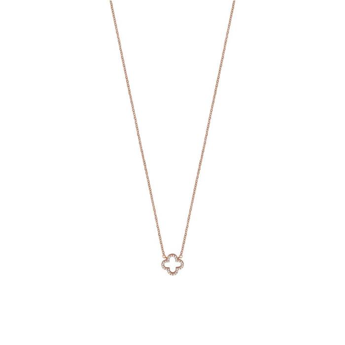 Ladies necklace in 925 sterling silver, rose gold plated, cubic zirconia