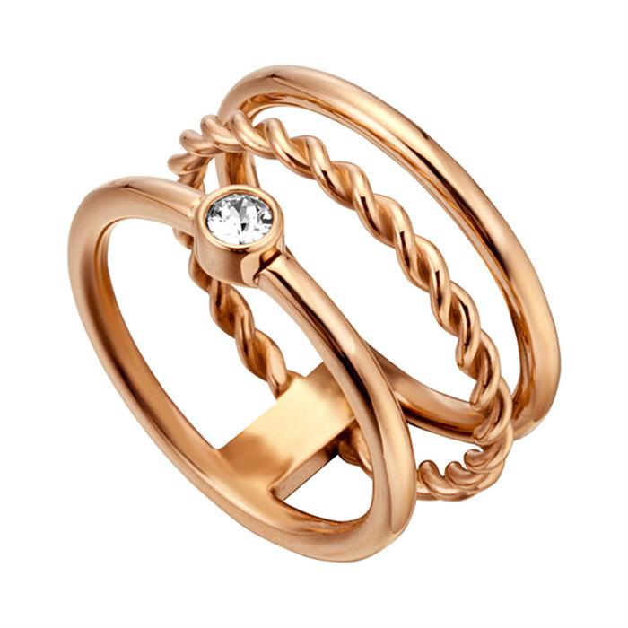 Esprit ring loris stainless steel rose gold plated zirconia