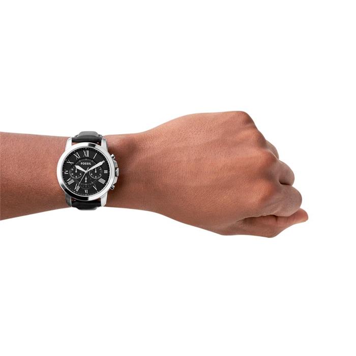 Elegant black leather men's watch