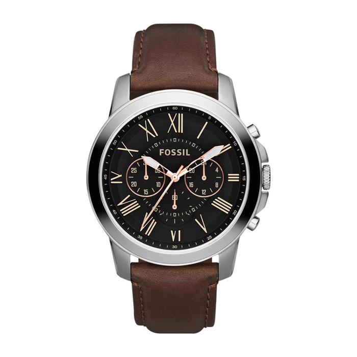 Chronograph with leather strap for men