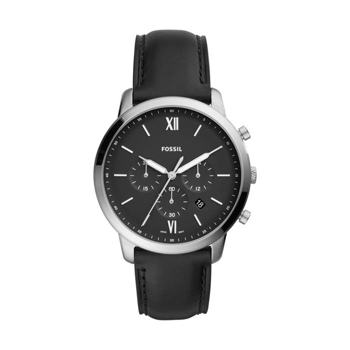Men's watch neutra in stainless steel and black leather