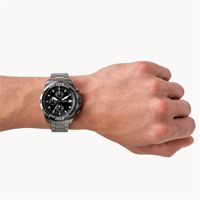 Bronson chronograph for men in stainless steel, smoke grey