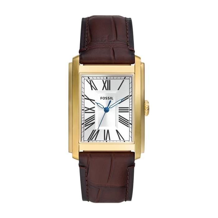 Men's watch carraway in stainless steel with leather, IP gold