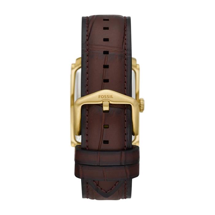 Reloj carraway de hombre en acero inoxidable con cuero, oro IP