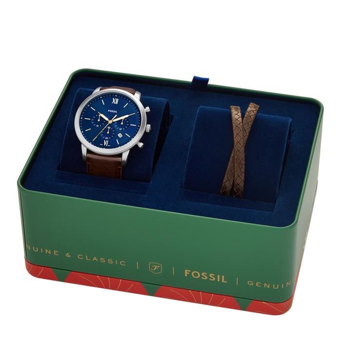 Neutra heren sieradenset met horloge en leren band