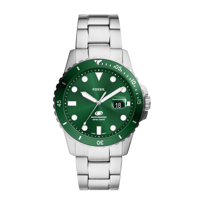 Blue dive herenhorloge met groene wijzerplaat, roestvrij staal