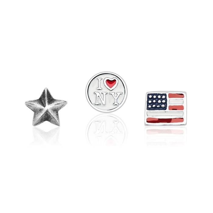 Floating charm set usa sterling silver