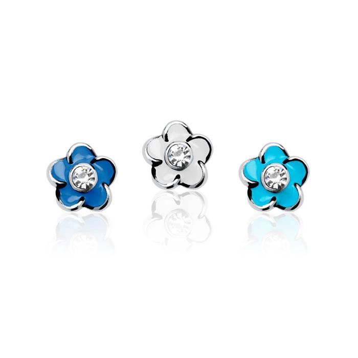 Floating charm set flowers sterling silver