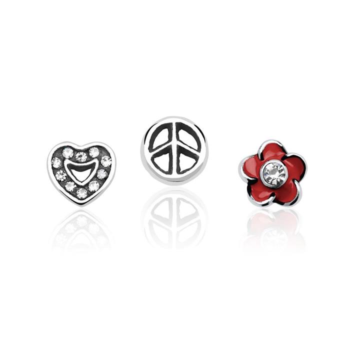 Set of 3 floating charms for silver lockets