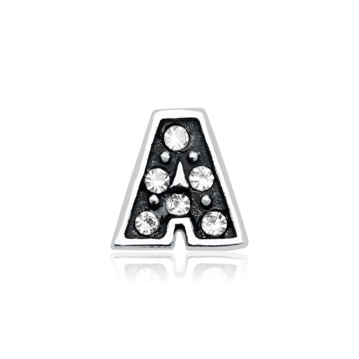 Letters charm A sterling silver with zirconia