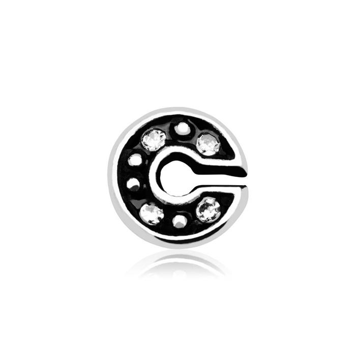 Letters charm C sterling silver with zirconia