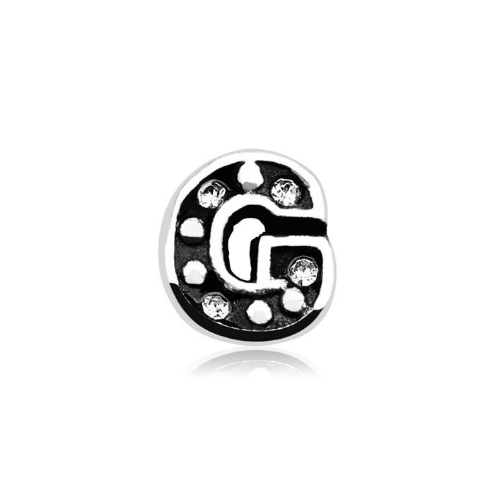 Letters Charm G Sterling Silver With Zirconia