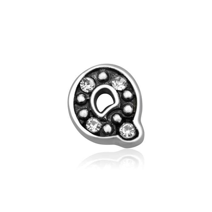 Sterling sterling silver charm Q with zirconia