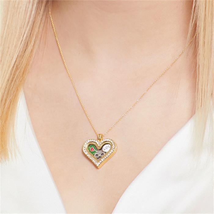 Heart locket charms silver gold set