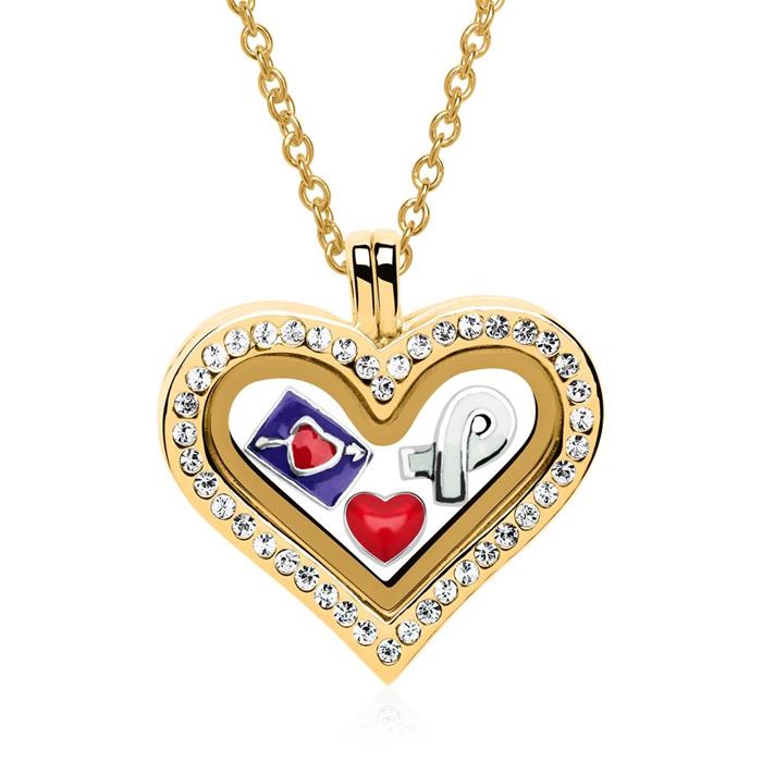Set heart locket charms sterling sterling silver gold