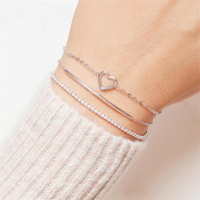 Pulsera corazón para mujer en oro blanco de 14 quilates