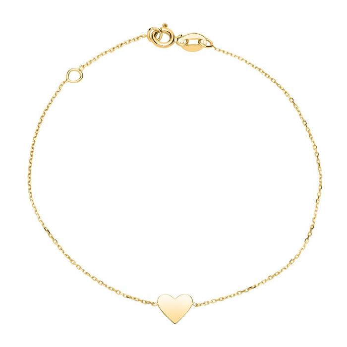 Heart bracelet for ladies made of 9K gold, engravable