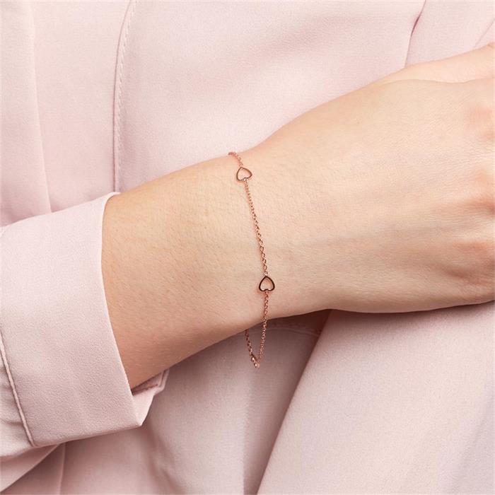 Bracelet hearts for ladies in 14K rose gold