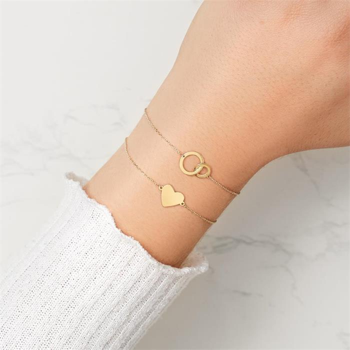 Bracelet heart for ladies in 9K gold, engravable