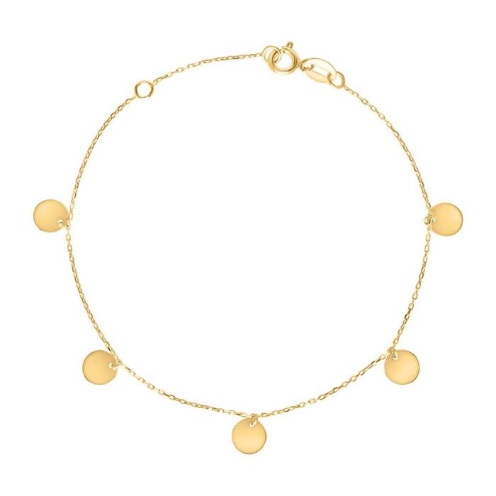 Ladies bracelet in 9K gold with round plates