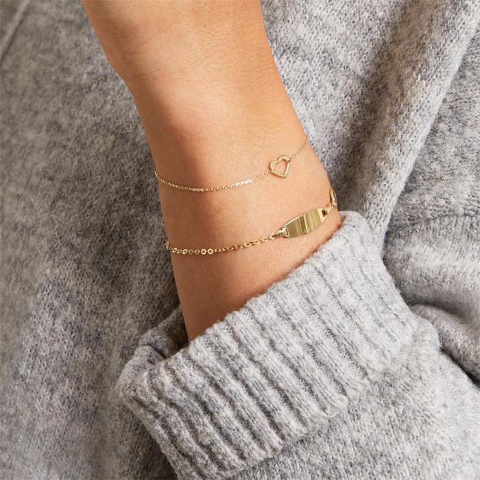 Pulsera de mujer corazón de oro de 9 quilates