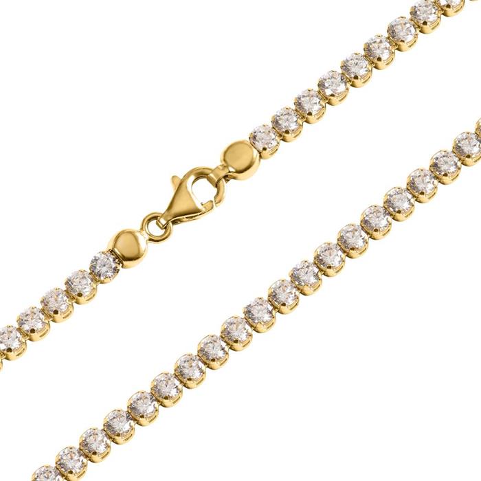 Pulsera tenis de oro amarillo 14 quilates con circonitas blancas