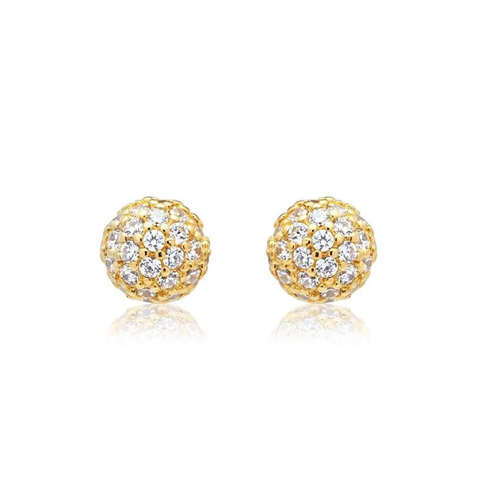 Gold earrings: 8ct yellow gold with zirconia