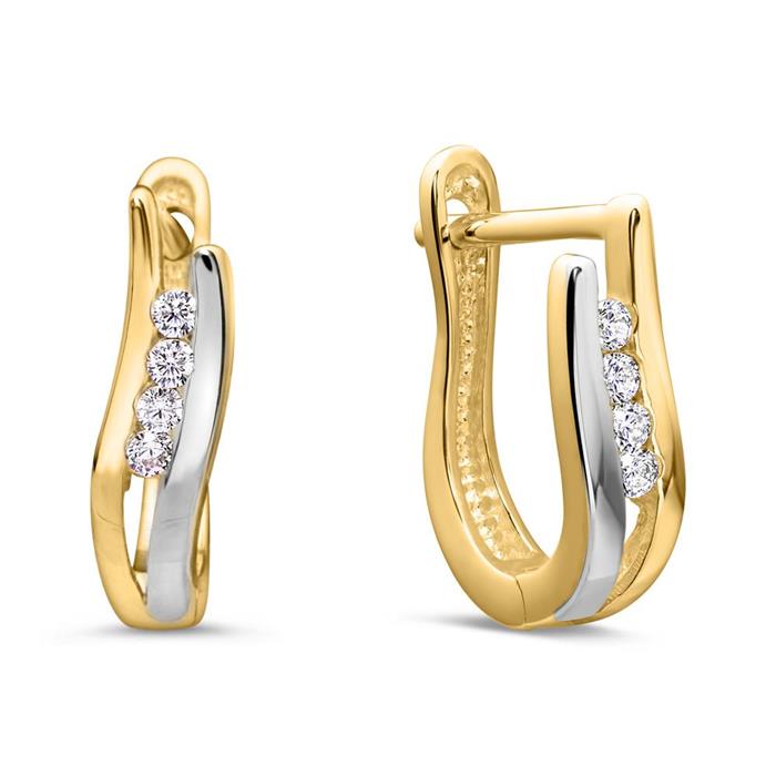 8ct gold earrings: white and yellow gold hoops