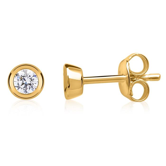 Gold earrings in 8ct yellow gold with zirconia