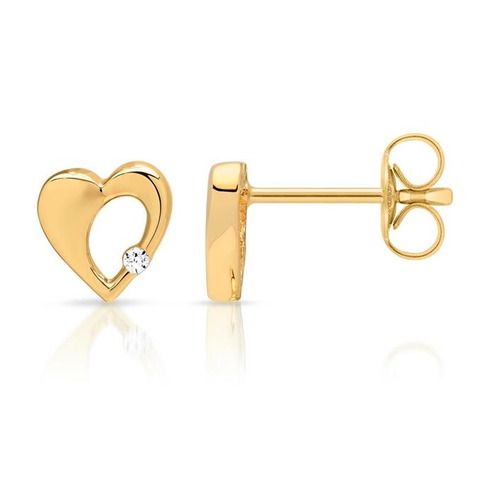 Stone stud earrings in real gold