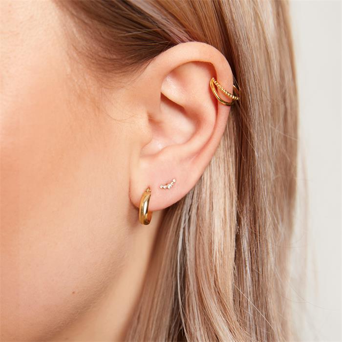 Ladies ear cuffs in sterling silver, gold plated, double row