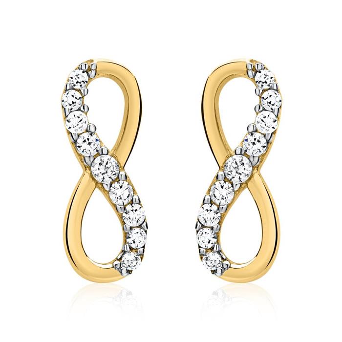 Gold Earrings In 8ct Yellow Gold With Zirconia