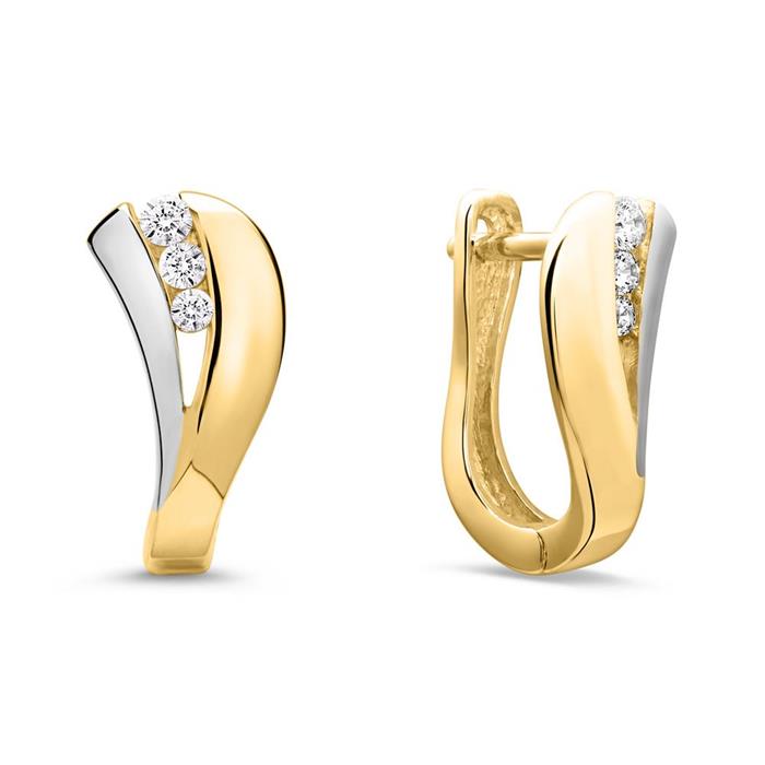 8ct gold hoops silver gold mix zirconia