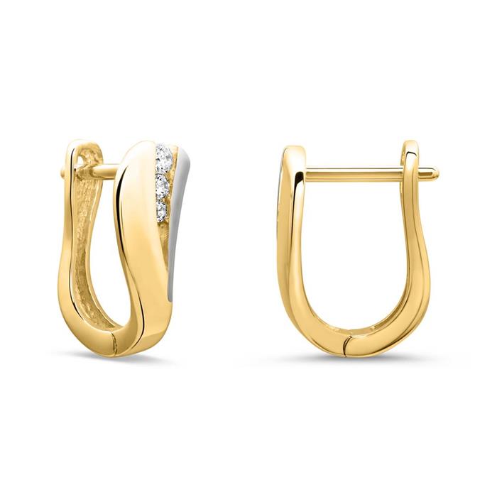 8ct gold hoops silver gold mix zirconia