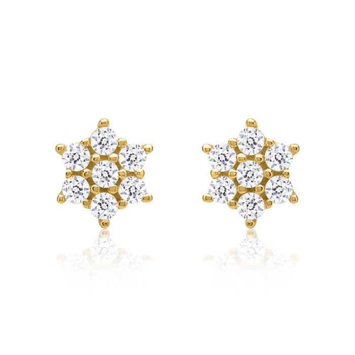 Stud earrings 8ct gold star with zirconia stones