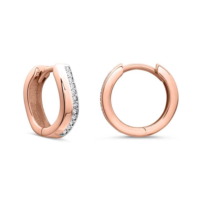 Hoops in 8ct rose gold with zirconia