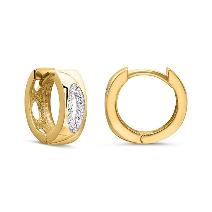 Creoles for ladies in 8ct gold with cubic zirconia