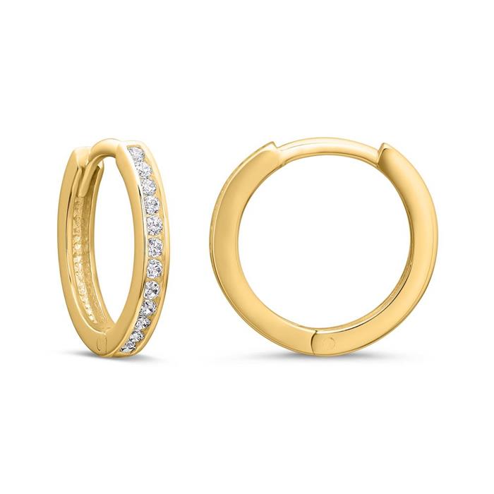 8ct gold hoops with zirconia trimming