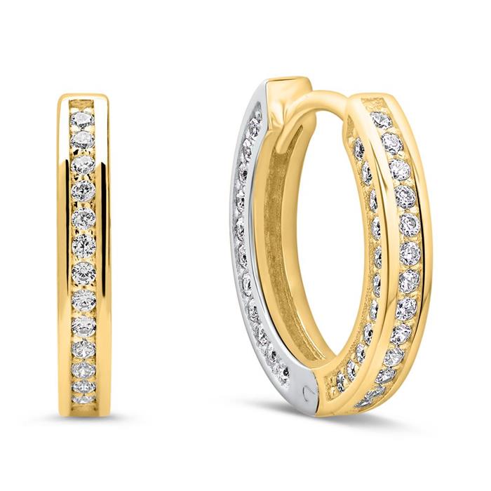 Hoops in 8ct yellow and white gold with zirconia