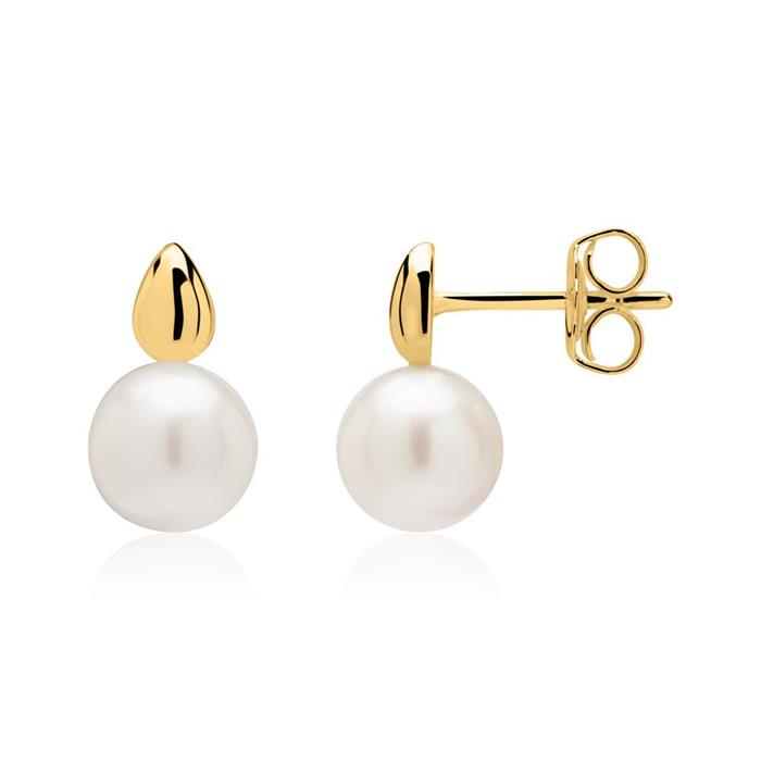 14ct gold stud earrings with freshwater pearls